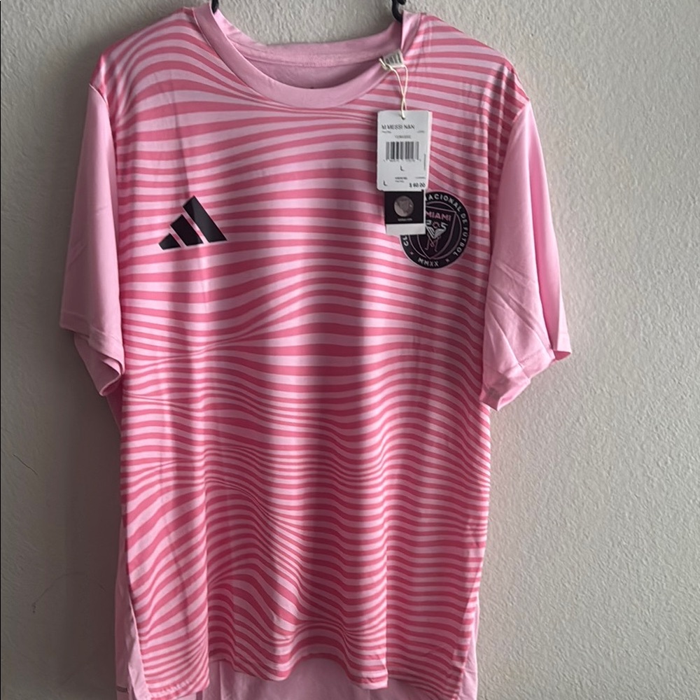 Adidas Pink and Black Soccer Jersey